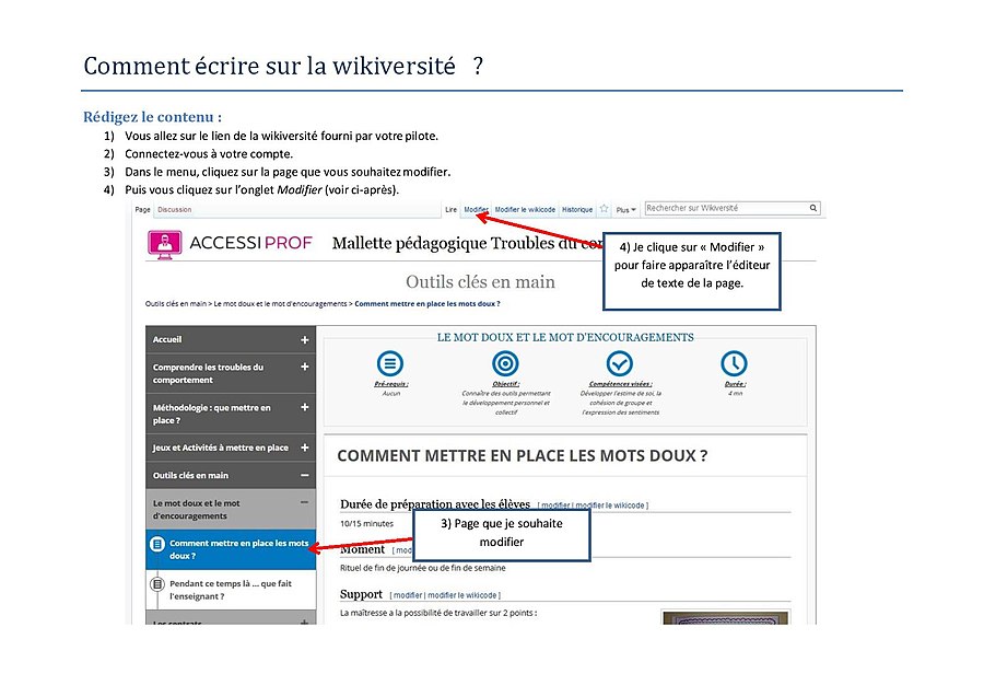 tutoriel expliquant comment contribuer sur la wikiversité : rédaction du contenu texte 1/2