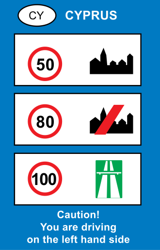 Standard speed limits in Cyprus Cyprus road sign general limits.svg