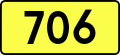 English: Sign of DW 706 with oficial font Drogowskaz and adequate dimensions.