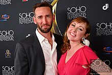 Colour photo of Kathy Searle (right) and Daniel Keith (left) at the SoHo International Film Festical, circa 2019