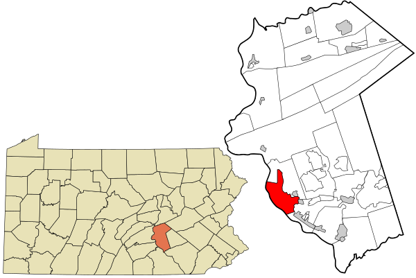Location of Harrisburg in Dauphin County, Pennsylvania