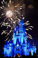 Fireworks show over Cinderella Castle at closing hour. Disneyworld, Orlando 2010