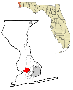 Escambia County Florida Incorporated and Unincorporated areas Bellview Highlighted.svg