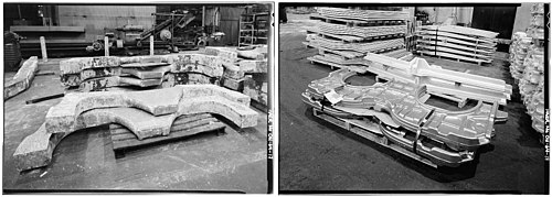 Titanium bulkheads for the F-15 jet fighter before and after pressing by the Alcoa 50,000 ton press F15 bulkhead before-after pressing.jpg