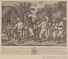 combat au bâton entre esclaves des territoires français et anglais en Dominique. Offerte à Sir Ralph Payne, créateur de l'ordre Knight of the Bath.