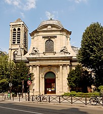 Façade de l'église Saint-Nicolas-du-Chardonnet, Paris 5e.