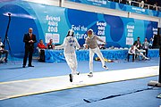 Deutsch: Fechten bei den Olympischen Jugend-Sommerspielen 2018: Tag 1, 7. Oktober 2018, Jungen, Säbel, Runde der letzten 16 - Ali Al-Bahrani (KSA) Vs Antonio Heathcock (GER) 9:15 English: Fencing at the 2018 Summer Youth Olympics at 7 October 2018 – Boys' sabre Round of 16 – Ali Al-Bahrani (KSA) Vs Antonio Heathcock (GER) 9:15