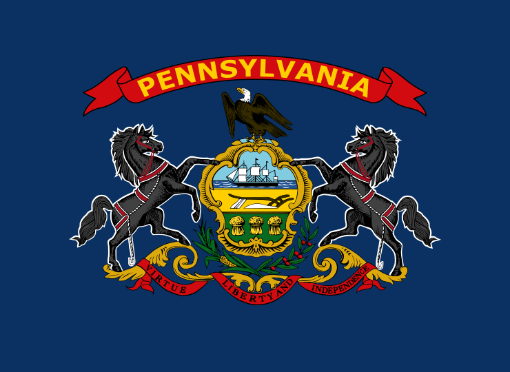 File:Flag of Pennsylvania with Yellow Lettering on Red Festoon (2009 Proposal).svg