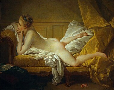 Francois Boucher.  Giovane donna distesa, 1751. Olio su tela, 59,5 x 73,5 cm.  Museo Wallraf-Richartz, Colonia