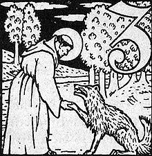 St. Francis talking to the wolf of Gubbio (Carl Weidemeyer, 1911) Francis wolf.JPG