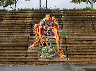 Street art illustrating the illusion of form-continuity from a particular viewpoint Fresh street art.jpg