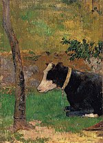 Gauguin 1888 Vache couchée au pied d'un arbre.jpg