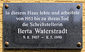 Berta Waterstradt, Altheider Straße 21, Berlin-Adlershof, Deutschland