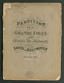 <i>Grosse Fuge</i> composition for string quartet by Ludwig van Beethoven