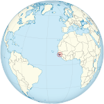 Guinea-Bissau on the globe (Cape Verde centered).svg