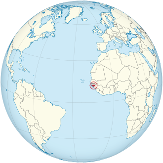 Guinea-Bissau on the globe (Cape Verde centered).svg