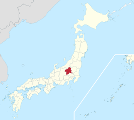Kaart van Japan met Gunma gemarkeerd