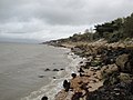 The beach at Gurnard, Isle of Wight, seen on a grey day in October 2011.