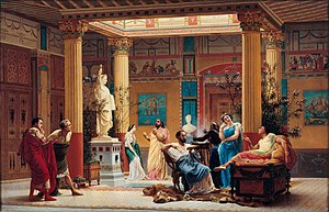 Gustave Boulanger - Répétition du "Joueur de flûte" und de la "Femme de Diomède" chez le Prince Napoléon - Orsay RF 1550.jpg