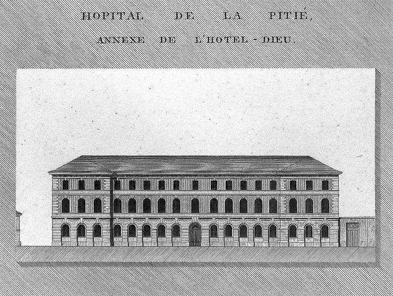 File:Hôpital de la Pitié, Paris; facade and floor plan. Line engr Wellcome L0014921.jpg
