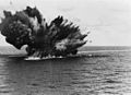 HMS Barham explodes as her 15 inch magazine ignites. 25 November 1941