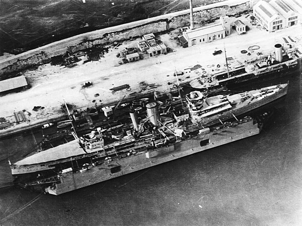 York in Admiralty Floating Dock No. 1 at Bermuda in 1934