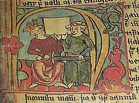 Хакон IV и его сын Магнус. Книга с Плоского острова, XIV век