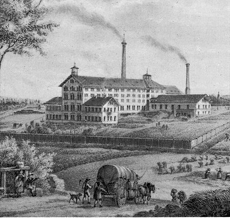 Heilbronn, Rosenberg, Zuckerfabrik, Zeichnung von Johannes Läpple (* 1815; † 1860), Ausschnitt