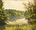 Henri Biva, Lake Scene, oil on canvas, 60 x 73 cm