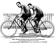 Henri Rudeaux et Lloyd Hildebrand, recordmens du monde des 50 miles de tandem, en septembre 1894.jpg