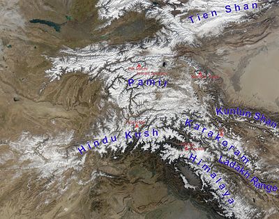 Where the world's tallest mountain ranges meet High Asia Mountain Ranges.jpg