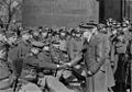 Hitler and wounded soldiers before the „Neue Wache“ in Berlin „Unter den Linden“ asat the „Heldengedenktag“ („Memorial Day for the Nation’s heroes“) on 21. března 1943. The „Neue Wache“ was then a Memorial for the fallen soldiers of the WWI