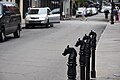 Hitching posts in New Orleans, where carriage rides are a popular tourist attraction