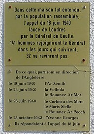 Plakenn e koun galv de Gaulle d'an 18 a viz Even 1940
