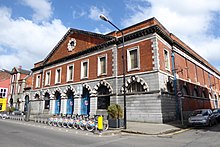 An entrance to the Edwardian Iveagh Markets building in Dublin, Ireland. Iveagh Markets.jpg