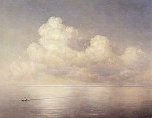 Ivan Aivazovski, Pilviä meren yllä, tyyntä, 1889.