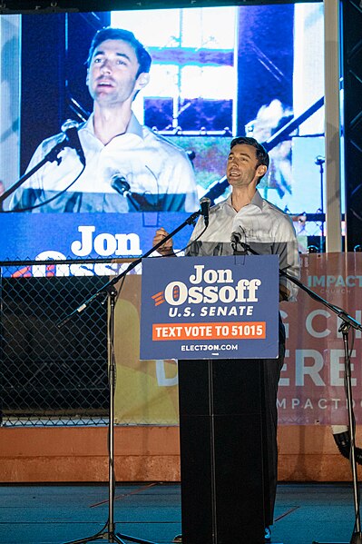 Ossoff speaks to supporters at a campaign rally on November 10, 2020.