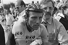 Black-and-white photograph of Zoetemelk, wearing cycling gear