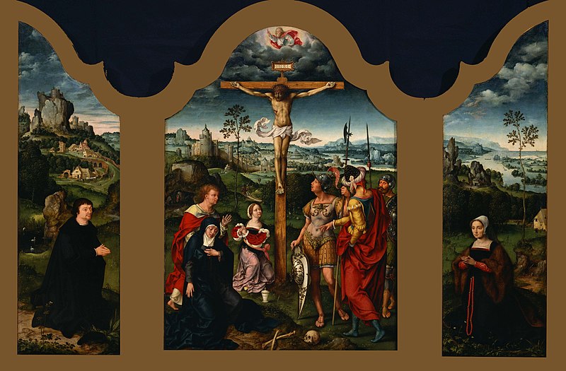 File:Joos van Cleve - Triptych- The Crucifixion Flanked by the Kneeling Donor and His Wife - Google Art Project.jpg