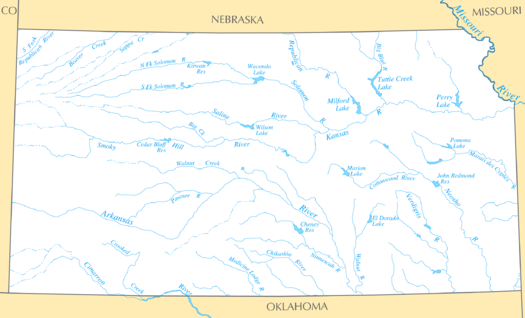Lakes and rivers in Kansas Kansas rivers and lakes.png