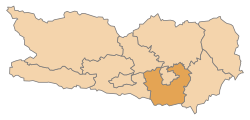 Poloha okresu Klagenfurt-vidiek v spolkovej krajine Korutánsko (klikacia mapa)