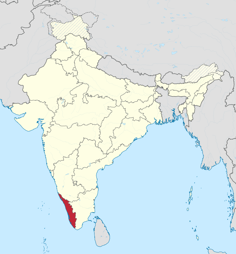 Kerala in India (disputed hatched).svg