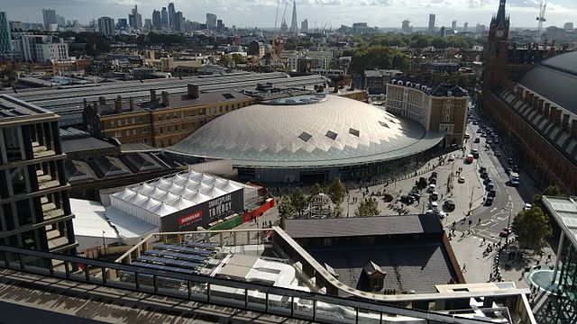 Aerial view of the area surrounding King's Cross station