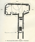 Klövagårdens gånggrift i Karleby. Planskiss från 1877.