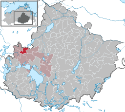 Läget för kommunen Klocksin i Landkreis Mecklenburgische Seenplatte