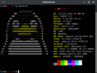 LXTerminal ejecutando neofetch.