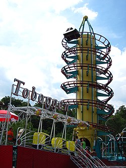 Lakemont Park Toboggan car going down spiral.jpg