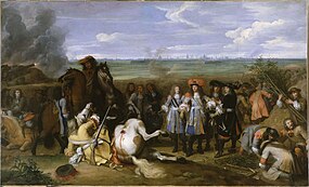 Ludvík XIV. navštěvuje zákopy u Douai. Malba Charlese Le Bruna