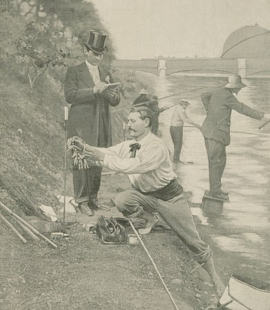 Angling at the 1900 Summer Olympics in La Vie au grand air August 19, 1900. Le concours international de peche a la ligne a l'exposition universelle de 1900.jpg