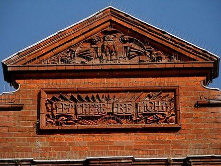 "Let there be light", a decorative moulding above one of the shops in the High Street.